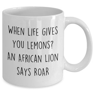 Funny African Lion Mug, Lion Coffee Cup, Gift for Lion Lover, Wild Cat Themed