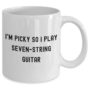 Seven-string guitar coffee mug, funny seven string electric guitar, acoustic guitar cup gift idea for a guitar player