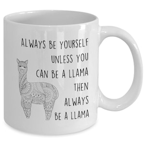Llama mug, funny llama coffee cup gift idea for a llama lover, llama art animal mug