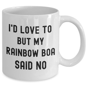 Rainbow boa mug, funny reptile coffee cup gift idea for a rainbow boa owner and lover