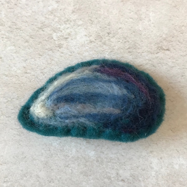 Mussel Shell Needle Felted Wool Brooch, Sea Shell Hand Made Blue Brooch Various Designs available