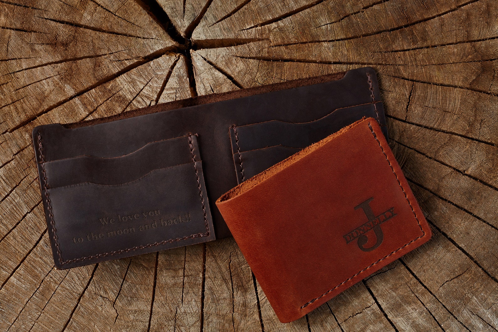 Embossed mens wallet with a saying is a unique gift for dad Etsy