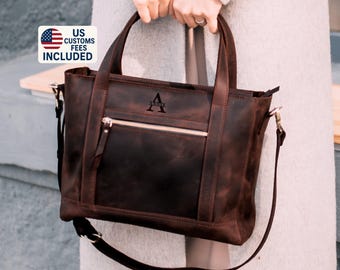 Leather bag for office. Fits a laptop up to 15 inches. Handmade vintage bag for women for all occasions, perfect as a gift.