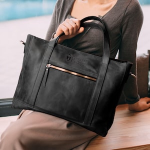 Cartable en cuir, sac avec logo personnalisé, sac de bureau pour elle, sacoche en cuir pour ordinateur portable pour femme, sac fait main avec nom gravé, porte-documents pour femme,