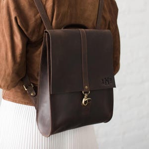 Personalized  MacBook Rucksack, Engraved Business Bag, Leather Laptop Backpack for Women, Work Daily Backpack