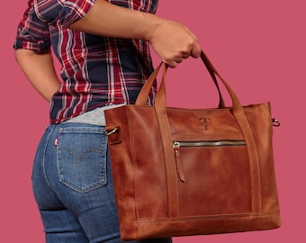 Big leather bag for laptop and documents. Stylish leather bag for office or iniversity. Perfect as a present for all ocassions.
