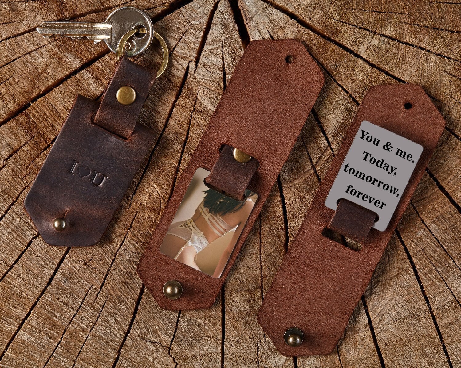 Verjaardagscadeau heren, leren fotosleutelhanger, herencadeau, herenaccessoirecadeau, aangepaste fotosleutelhanger, gepersonaliseerd cadeau voor hem