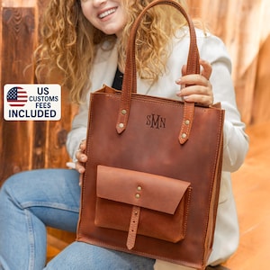 Tote Bag mit Reißverschluss, Damentasche, Shopper, Ledertasche, Ledertasche für Arbeit, Ledertasche für Lehrer