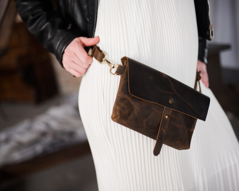 Small Belt Bag for Women Engraved Banana Bag Leather Mini Etsy