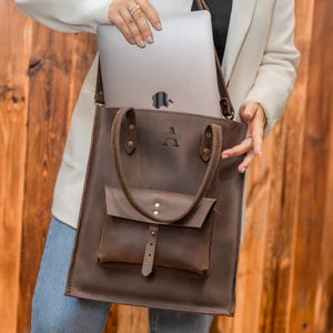 Work tote women, womens laptop tote bag, personalized leather purse, womens leather tote bag, custom shoulder bag for her