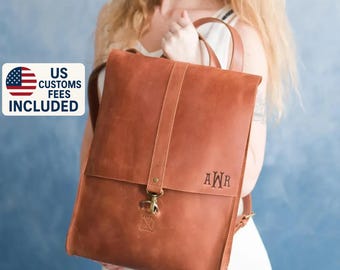 Personalized womens backpack. Custom laptop backpack. gift for her. Womens bithday gift. Everyday rucksack.
