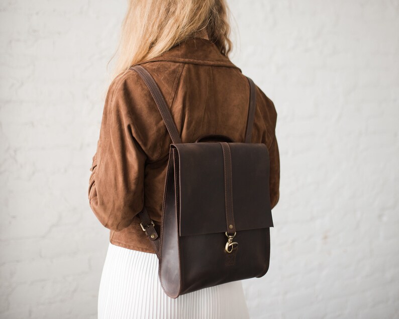 engraved leather backpack