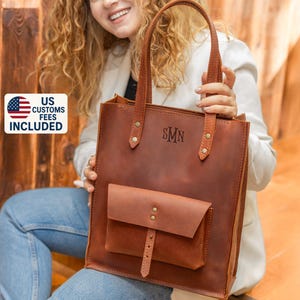 Leather laptop tote, womens leather tote bag, personalized leather purse, work bag women, shoulder bag