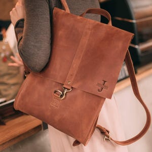 Womens gift, leather backpack for woman, leather haversack for women,  office city backpack, womens crossbody bag, birthday gift
