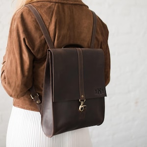 Personalized gift for her customly engraved. Leather backpack made from 100% leather. Best quality that lasts long.