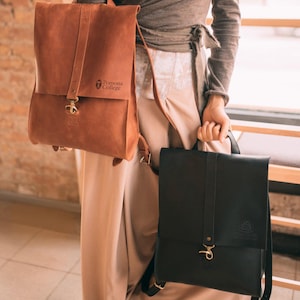 Cadeau de remise des diplômes, sac à dos en cuir pour femme, sac personnalisé pour femme, sac à dos de bureau pour la ville, sac pour ordinateur portable en cuir, sac personnalisé avec logo personnalisé