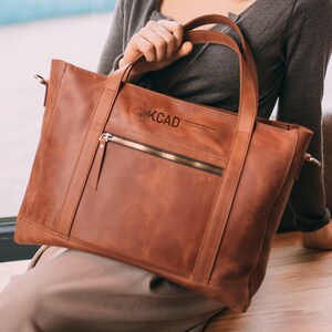 Office bag for her, leather laptop bag for women, womens briefcase, handmade bag with name engraved, leather satchel, custom logo bag