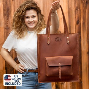 Personalized tote bag, womens shopper bag, leather work tote, personalized leather purse, custom work bag women, birthday gift for her