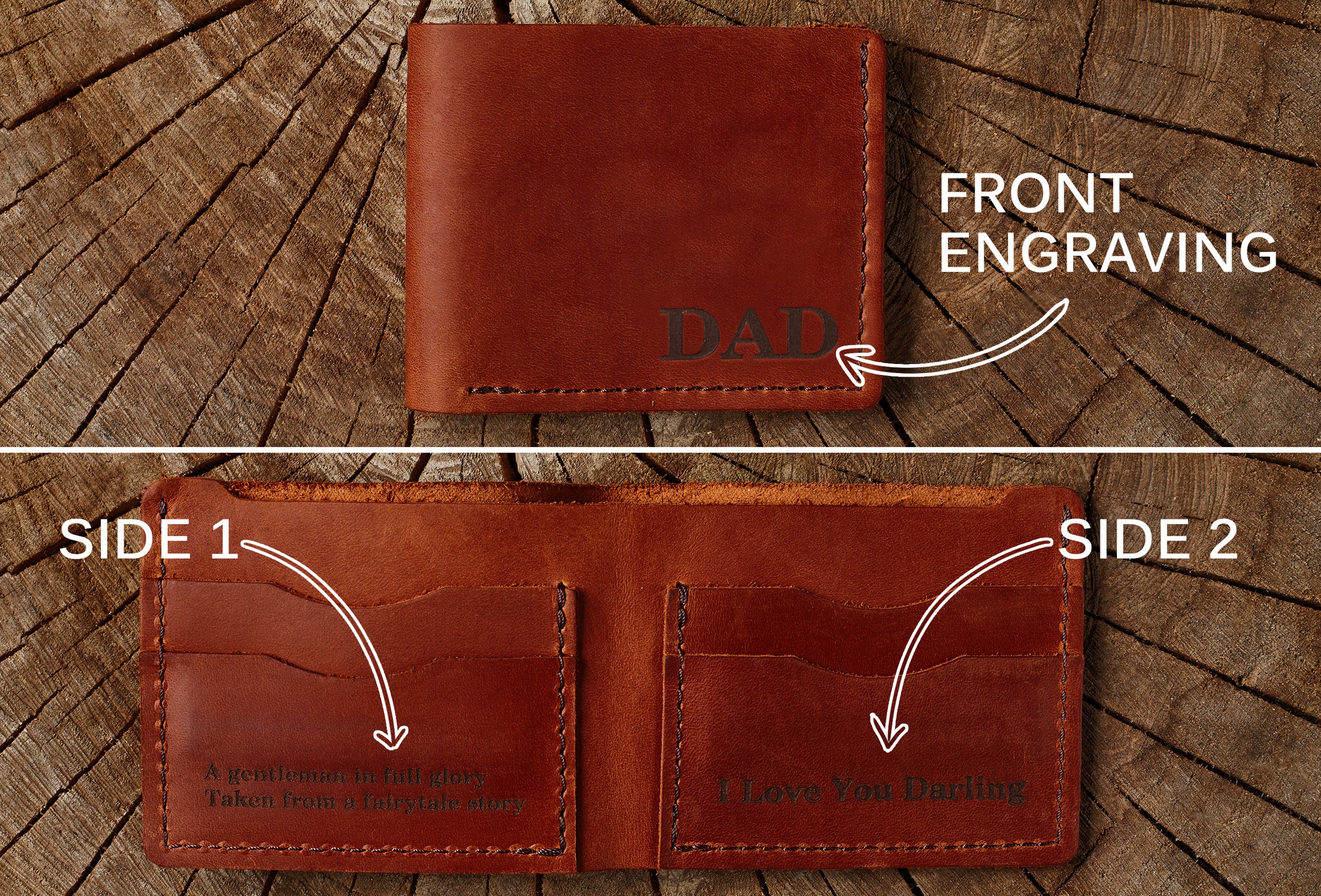 Embossed mens wallet with a saying is a unique gift for dad Etsy