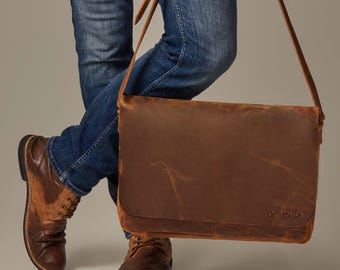 Leather messenger bag, mens briefcase bag, laptop shoulder bag, leather satchel bag for men, anniversary husband gift, unique mens gift idea