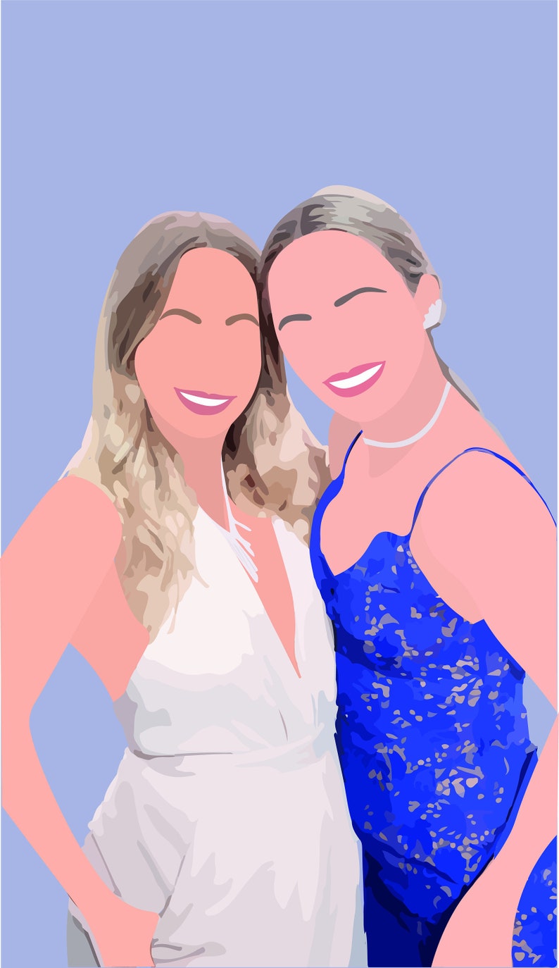 Custom Minimalist Portrait Faceless Portrait Mother Daughter Portrait Family Illustration from Photo Mothers Day Gift Ideas