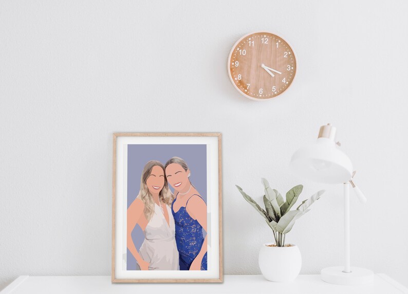 Custom Minimalist Portrait Faceless Portrait Mother Daughter Portrait Family Illustration from Photo Mothers Day Gift Ideas