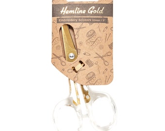 Hemline Gold Embroidery Scissors Acrylic Handle Brushed Gold 12.5cm 5 inch