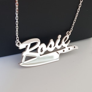 Knife Name Necklace, Chef Knife Necklace With Name, Gold Custom Knife Necklace, Chef Necklace, Gift For Chef, Kitchen Gift, Silver Gift