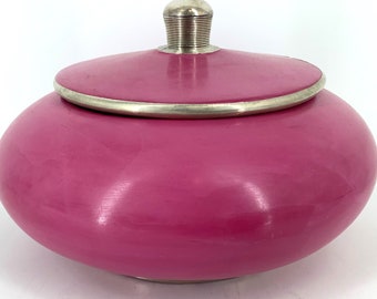 Tadelakt - Dose / handgemachte Dose / orientalische Formdose, rosenfarben / rosa mit Silberrand Metall in Größe S/M/L