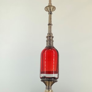 Parfumflacons / Parfümflacons / Duftspender L durchsichtig aus mundgeblasenem Glas mit versilberter Kupferornamentik