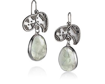 Argentium Earrings with Green Prehnite