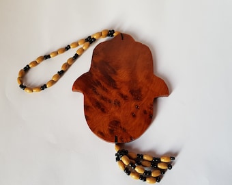 Wooden Hamsa Car Mirror Pendant: Customizable Charm