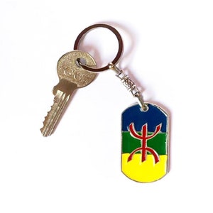 Beautiful Keychain with the flag of Berber, The keychain features the flag of Amazigh, craft keychain