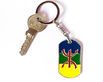Berber Flag Keychain: Amazigh Symbol, Car & Bag Accessory