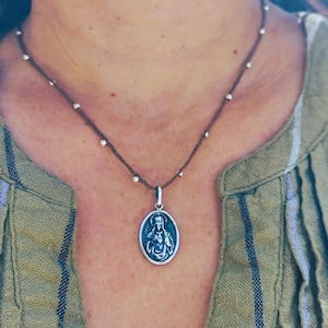 925 Sterling Silver Scapular Medal, Virgin of Mount Carmel medal, Our Lady of Mount Carmel Medal, Lady of Carmel Necklace Medal, Religious