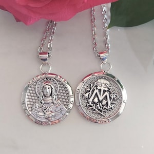 Immaculate Heart of Mary Sterling Silver Medal Necklace