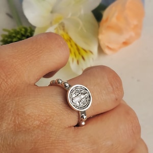 Sterling Silver Solid Saint Benedict Rosary Ring, Rosary, Ring, Silver Ring, Catholic Jewelry, 925 Sterling Silver ring, Rosary Ring,