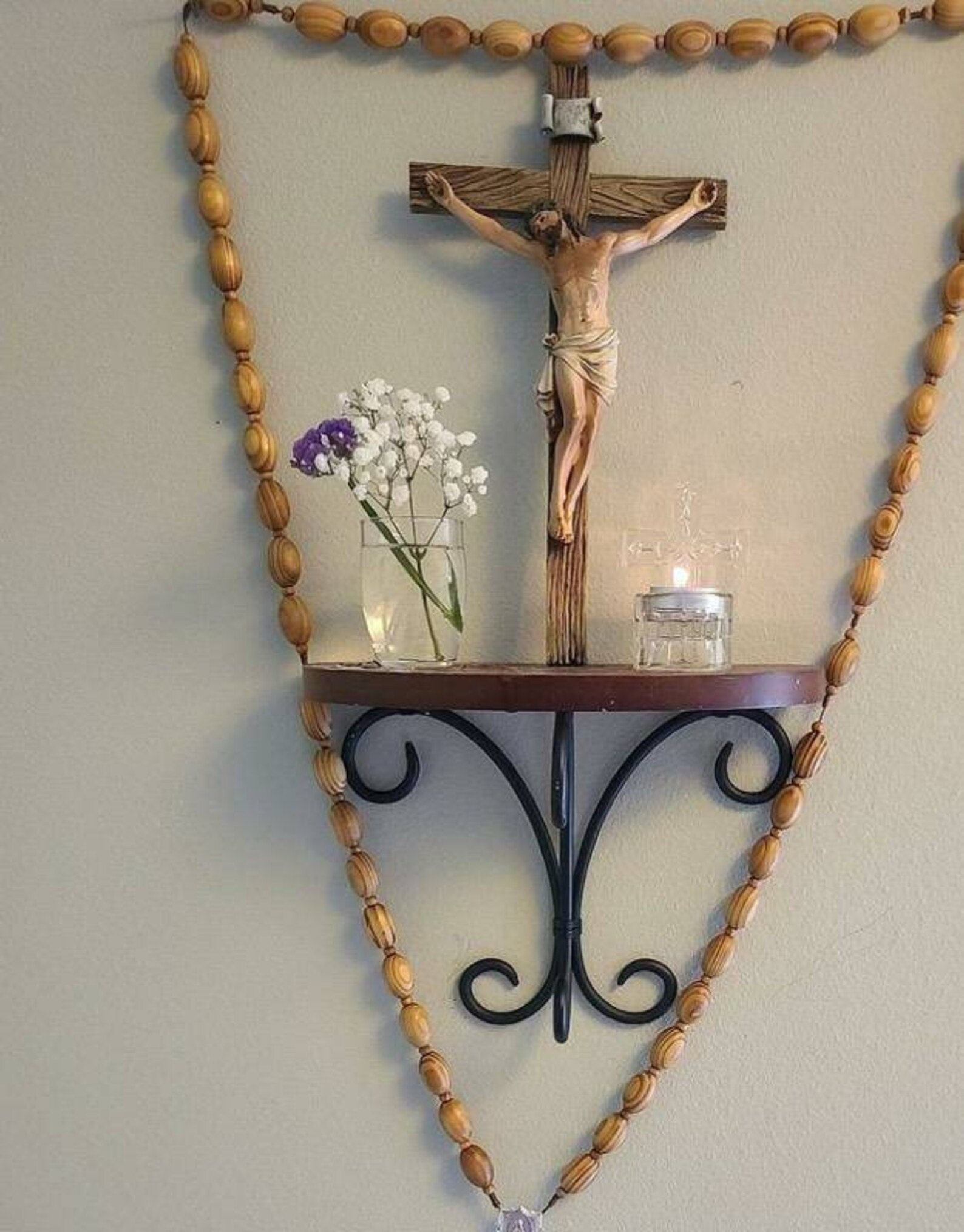 Large Wooden Beads Wall Rosary Etsy