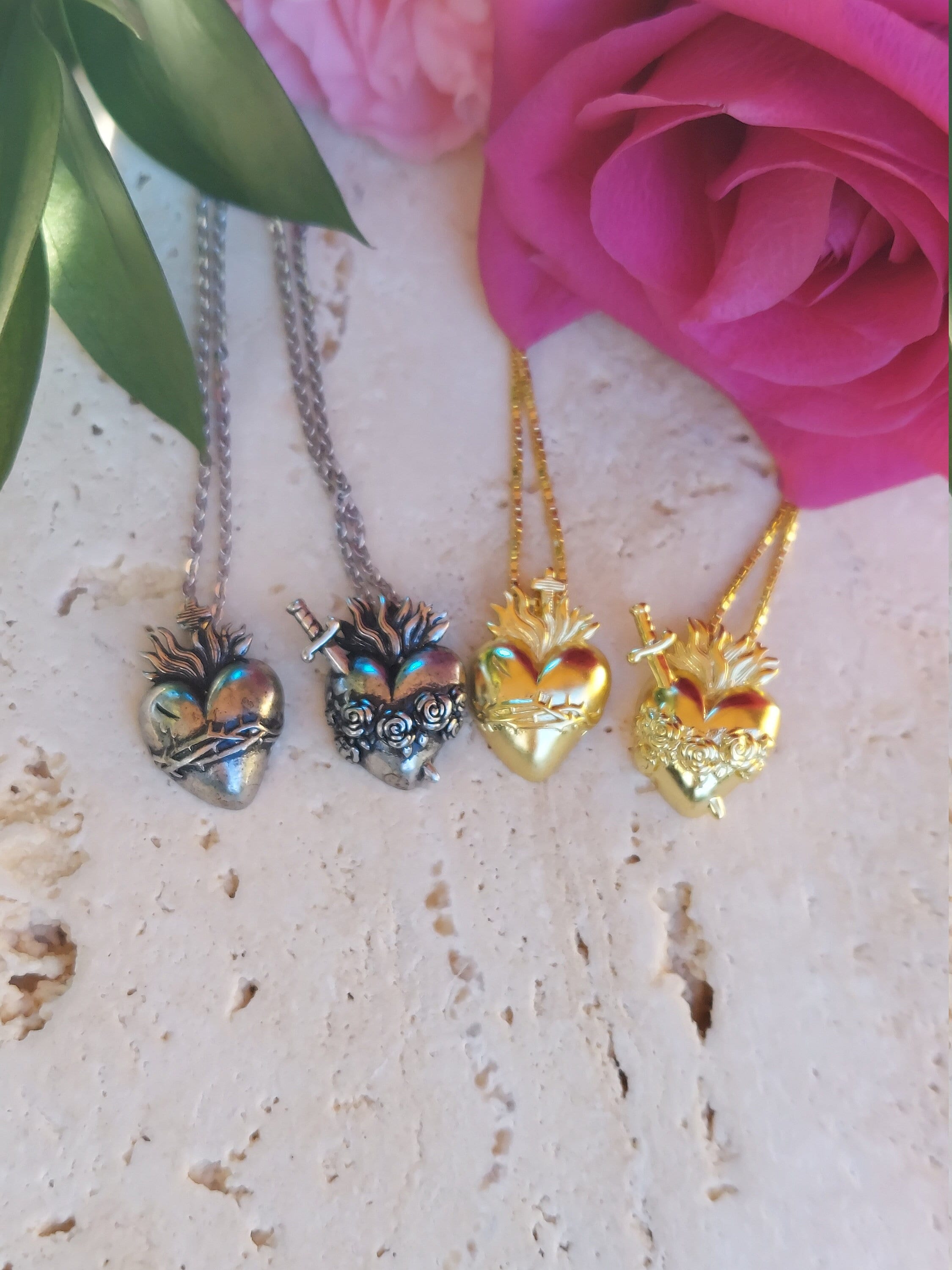 Sacred Heart of Jesus Pendant: 14k Gold Over Sterling Silver Catholic ...