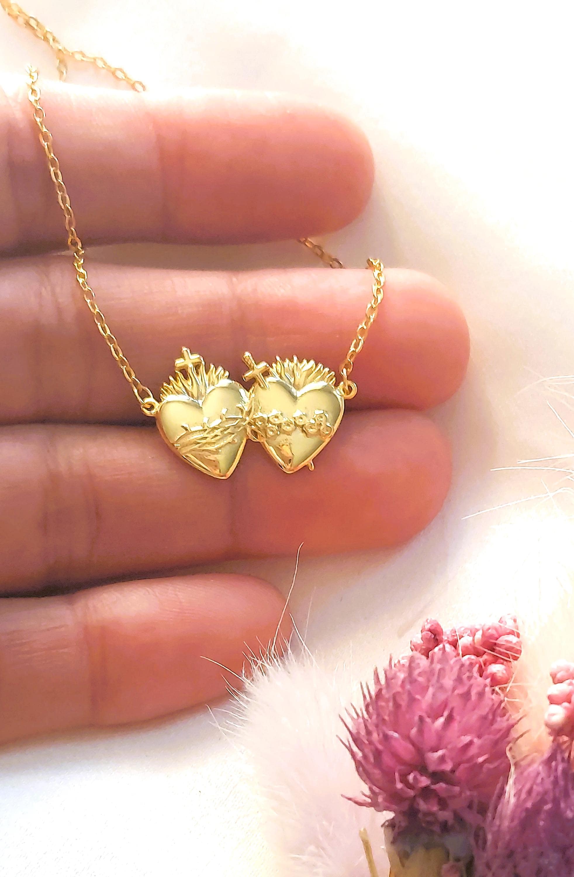 22金 ゴールドハートチャーム 22k solid gold heart pendant - Etsy 日本
