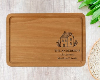 Personalised New House Wooden Chopping Board - Laser Engraved - Wood Boards Cheese Serving - First Homes Owners Housewarming Gift Presents