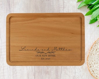 Personalised New House Wooden Chopping Board - Laser Engraved - Wood Boards Cheese Serving - First Homes Owners Housewarming Gift Presents