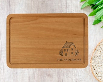 Personalised New House Wooden Chopping Board - Laser Engraved - Wood Boards Cheese Serving - First Homes Owners Housewarming Gift Presents