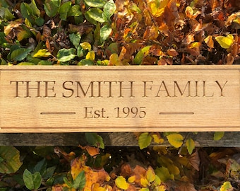 Personalized Ash Wood Family Name Sign, Engraved Established Date Plaque