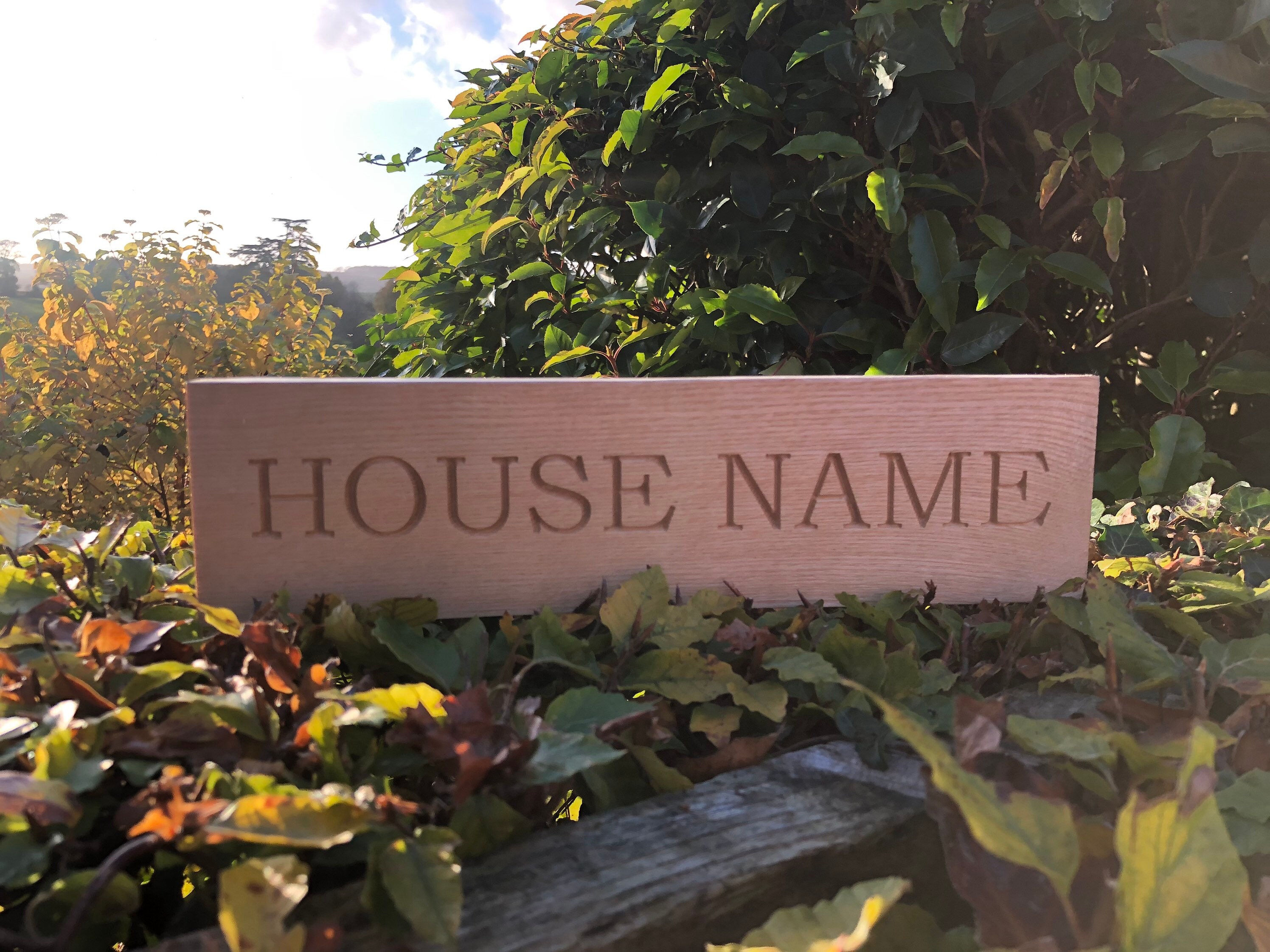 Oak Wood House Name Number Sign Home Engraved Signs Custom Etsy UK
