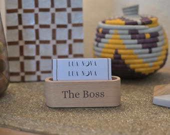 The Boss - Wood Business Card Holder and Display