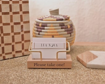 Custom Wooden Business Card Holder – Personalised Engraved Business Card Stand – Craft Fair Display
