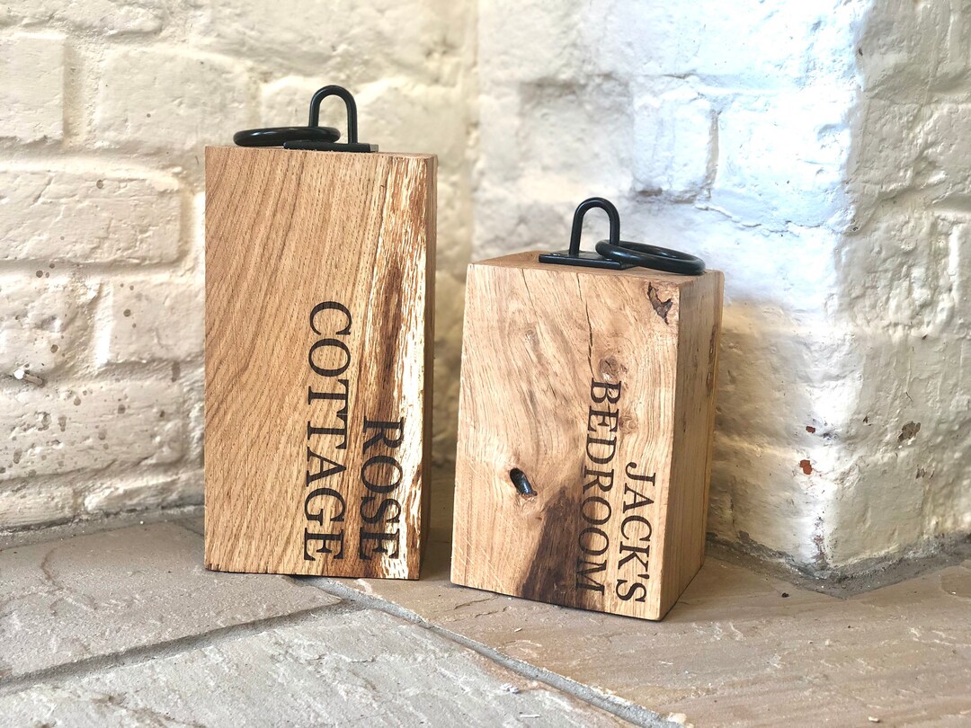 Solid Oak Rustic Block Door Stop Wood Doorstop Weight, Country Cottage Decor, Scandi Design