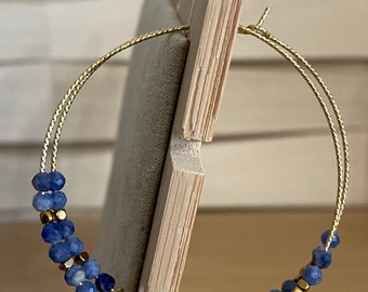 Tourmaline, lapis lazuli, onyx, malachite gemstone hoop earrings - Gemstones of your choice