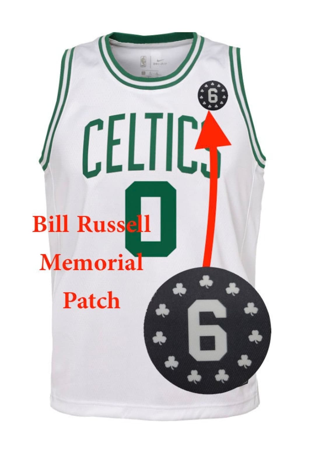 Men's Celtics Bill Russell Patch Collection Jersey - All Stitched - Vgear